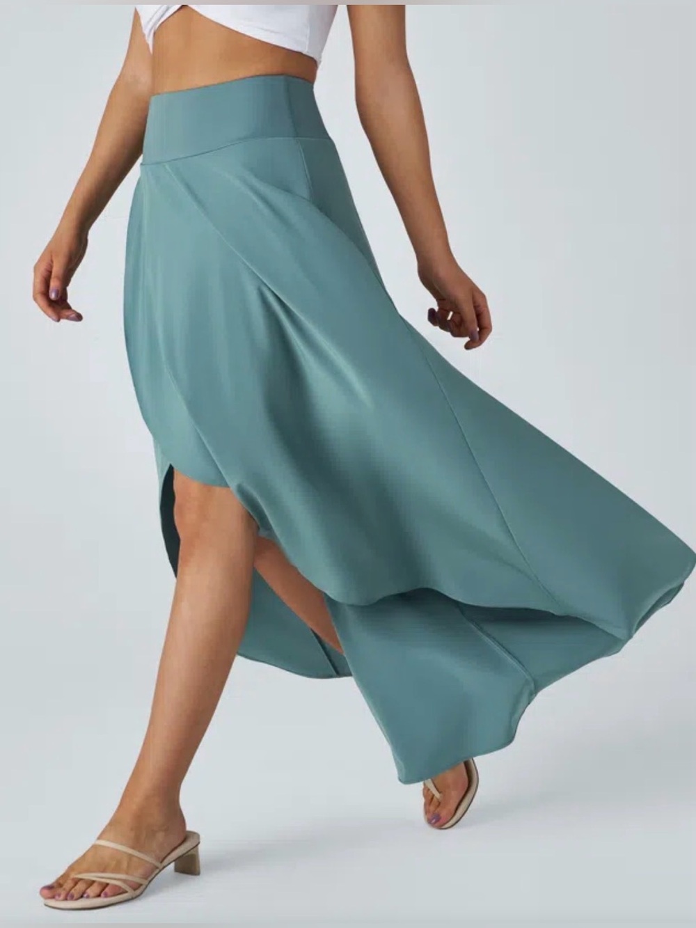 Halara Breezeful High Waisted High Low Ruffle 2-in-1 Flowy Quick Dry Skirt